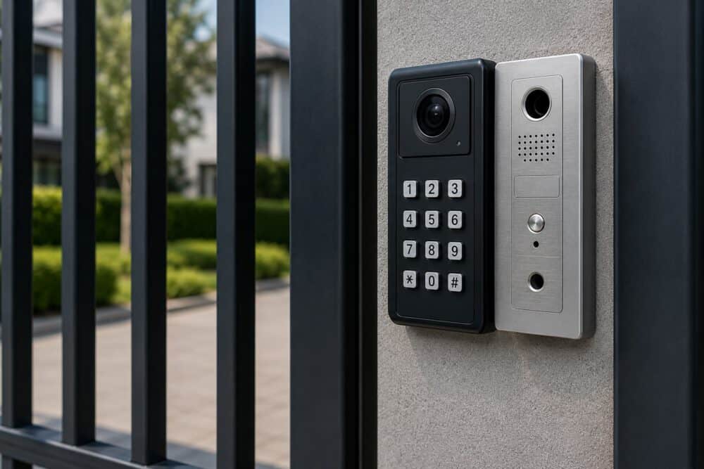 Wireless video intercom and keypad for home security access control.